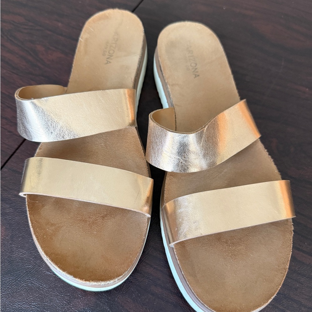 Arizona Jean Company Metallic Gold Slide Sandals